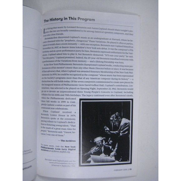 New York Philharmonic Stagebill February 2018 Barber Bernstein Lincoln Center - Picture 4 of 9